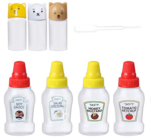 lyanny Saucenflasche, 7 Stück -Sauce-Flaschen, Quetschflaschen -Gewürz-Ketchup-Salat-Squeezable-Sauce-Behälter, Lunchbox-Dressing-Sauce-Flasche