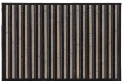 VIRSUS Tappeto da Cucina in Bambù 89010, Misura 60x90 cm, Tappetini in Legno bamboo naturale, Stuoia Impermeabile Antiscivolo Antimacchia, Passatoia per Cucina e Bagno (Grigio a Strisce)