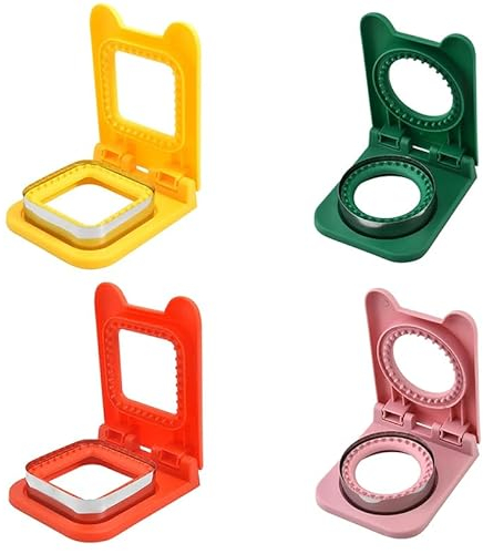 KMOCEPLY Stainless DIY Sandwich Crimpers Bread Sandwich Square Cutters Maker Breakfast and Lunch Sandwich Cutter and Sealer Stainless Steel Sandwich Crimpers for Cookie Bread Sandwich Maker (4Pcs)