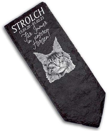 DEKOLANDO Grabstecker Grabschmuck Grabstein - Maine Coon Katze - Personalisiert Grab Deko 22x8 Grabdekoration