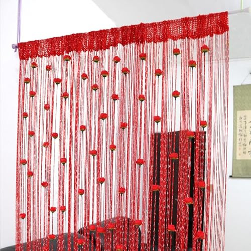 muliivevy Rose Thread Door Curtain, Rose Hanging Beads for doorways, Door Frame Tassel, Thread Curtains, Privacy Door Frame Tassel for Home Décor Door Windows (D, 39.37 * 78.74in)