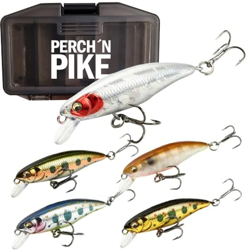 Wobbler im 5er Set für Forelle & Barsch, 5,5cm, Kunstköder Set für Spinnfischen, Minnow Köder sinkend für Süßwasser, Ultra Light 4,4 g I 5,5 cm in verschiedenen Dekoren, Forellenköder (Set-2)