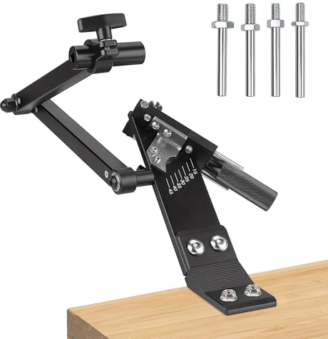 ANDO RACING Aiguiseur de lame de tondeuse à gazon réglable de 15 ° à 45 ° avec roulement à billes, poignée de fabrication pour lames droitières et gauches, compatible avec meuleuse d'angle, noir
