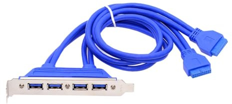 CY Câble interne USB 3.0 femelle à 4 ports, plaque de montage sur carte mère, câble de diaphragme à 20 broches avec support PCI 50 cm