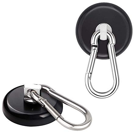 Ant Mag Neodymium Hooks - Strong Magnetic Hooks with 63.5 kg Adhesive Force, Heavy Duty Hook with Swivel Carabiner for Kitchen, Bathroom, Bedroom, Garage, Office, Refrigerator
