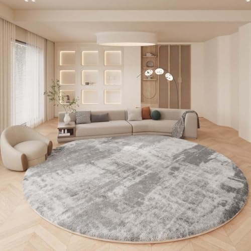 Vnook Moderner, Rutschfester, Runder, Zotteliger, Maschinenwaschbarer Bodenteppich, Kurzflorig, Weicher, Minimalistischer Kreisteppich, Beige for Die Wohnzimmerdekoration(Blue,180cm)