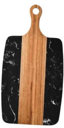 perfk Holz Marmor Schneidebrett BBQ Kochen Brotbrett mit Griff Rechteckig mit Aufhängeloch Schneidebrett Hackblock, Schwarz