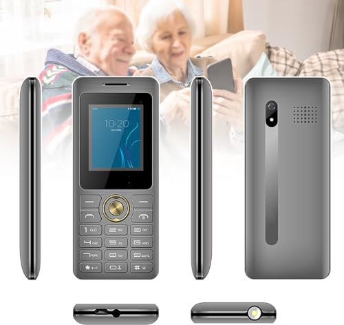 Basic Cell Phone for The Elderly, Unlocked 2G Mobile Phone with Big Buttons, Backup Dumb Phone with GSM Standard, Supports Dual SIM + SD Card,No Internet,Grey