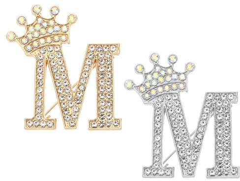 PATIKIL Brief Broschen Pins, Initial Strass Alphabet Brief Reversnadeln für Damen Anzüge Kleid Mantel Kleidung Handwerk
