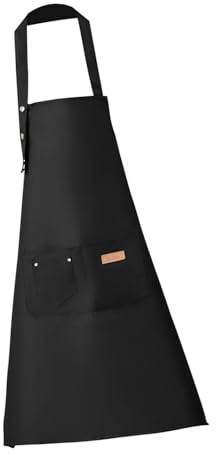 Ynnhik Künstlerschürze, Leinenschürze mit Taschen | Professionelle Latzschürze mit 2 Taschen | Verstellbarer Riemen, wasserdichte Küchenschürze für Damen, Herren, Erwachsene