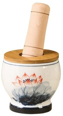 FAJNUZI2024 Mörser & Stößel Keramikmühle, Haushaltsmörser und Stößel, Mörser und Stößel-Set, Knoblauchmörser, Gewürzstampfer, manuelle Kräutermühle Mörser mit Stößel Set
