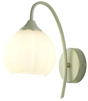 INFJMH Applique Applique Murale Fleur Vintage avec Abat-Jour en Verre Tulipe Applique Murale Moderne Lampe Murale Verte créative pour Chevet Chambre Porte Salon intérieure