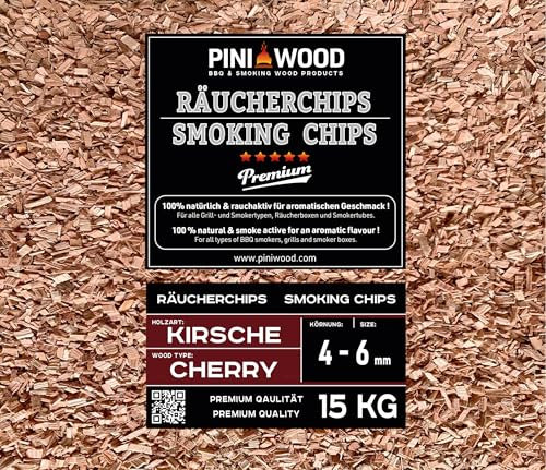 PINI Trucioli per affumicatura ciliegia, 15 kg, 4 – 6 mm