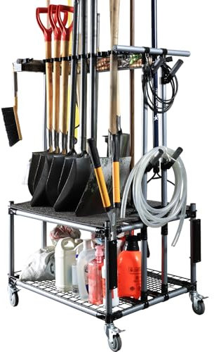QTJH Durable Yard Tool Storage Rack Garden Tool Organizer for Garage