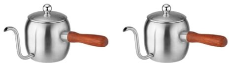 PRETYZOOM 2 Piezas verter a mano una cafetera amoladora estrellarse reutilizable paraca cafetera portátil cafeteras portatiles cafwtera porta cafe tetera de boca larga mango de madera Silver
