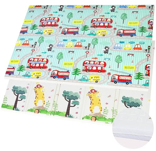 CCLIFE Alfombra Bebé Acolchada Plegable Reversible 196x175x1.8cm, Tapete de Actividades Gateo XPE para Suelo Infantil, Colchoneta para Niños y Niñas,CushHom