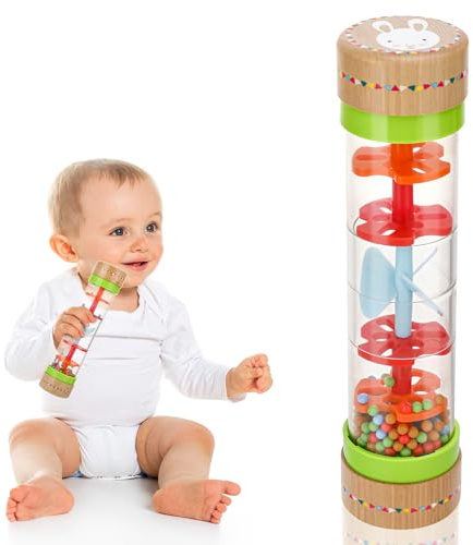 GSrenyu Wooden Baby Rattle Toys, Baby Brain Development Rattle Toy Musical Instruments Toys for Babies 6-12 Months, Baby Rattle Sensory Hand Grip Toys for 1 Year Old Toddlers