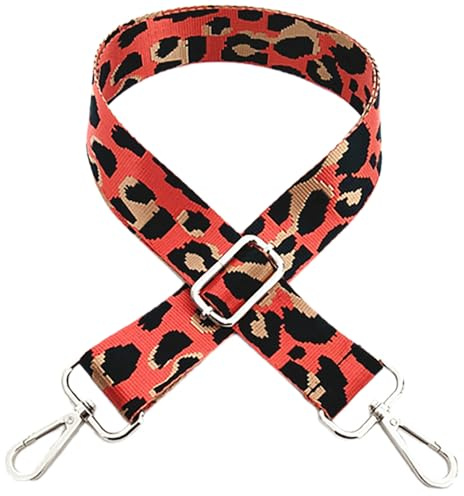 Blausky Leopardenmuster Taschengurt,Taschenband Verstellbarer Schultergurt 3.8cm Breit Taschenriemen zum Wechseln Schulterriemen mit Karabiner DIY Taschengurte für Damen & Herren,Orange + Silber
