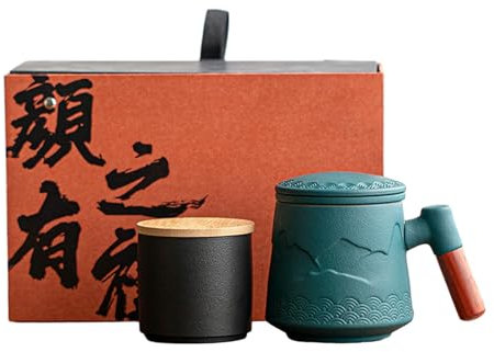 Minimalistische Tasse mit Keramiküberzug, Tee- und Wassertrennbecher, Grün
