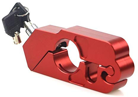 Motorradschloss,Motorrad Lenkerschloss Universal Aluminium-Handgriff-Griff Sicherheits-Sicherheits-Schlösser Lenker Handset Bremshebel Schloss Fit Roller ATV Motorräder Fahrräder(Red)