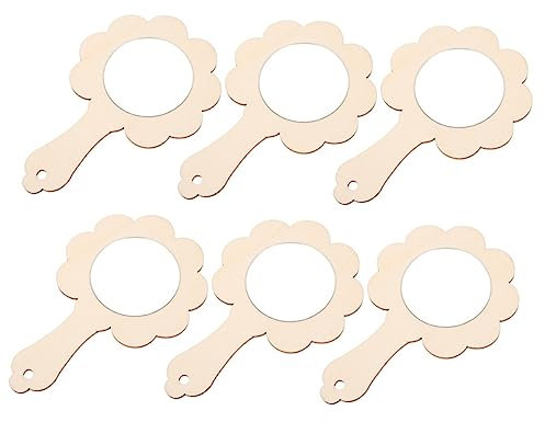 IMIKEYA 6stücke Teiliges Holzspiegel-Spielzeug Unfertige Holzspiegel Handspiegel Für Junge Mädchen DIY-Spiegel Bastelset