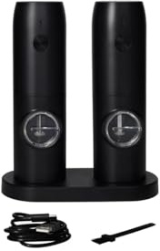 Brandani 85154 Macina Sale/Pepe Elettrico Ricaricabile Con Supporto, Set 2 pz Abs, 16.5x20h cm