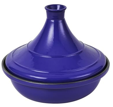 SXTYYH Fonte Pot En émail Maroc Tajine for La Cuisson Plat Tajine for Cuisinière Et Four, rehausse Le Goût for Une Qualité Digne D'un restaurant(Bleu,28cm)