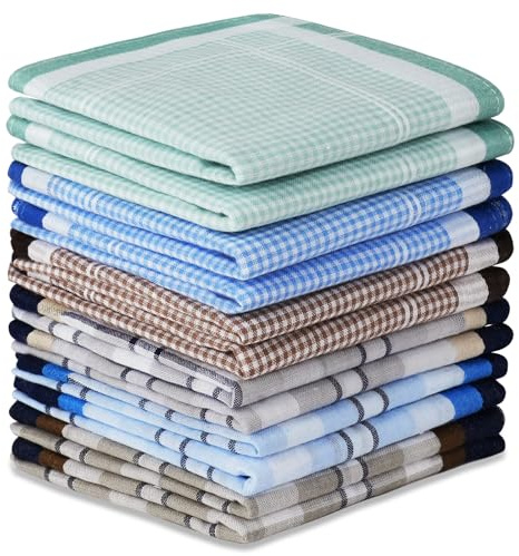 URAQT Pañuelos Hombres Bolsillos, 38 * 38cm Handkerchiefs Set de Negocios y Informal, Pañuelo Traje para Hombre, Pañuelo de Cuadros de Regalo, Suaves y Cómodos, Clásico y Caballeroso (12 Piezas-B)