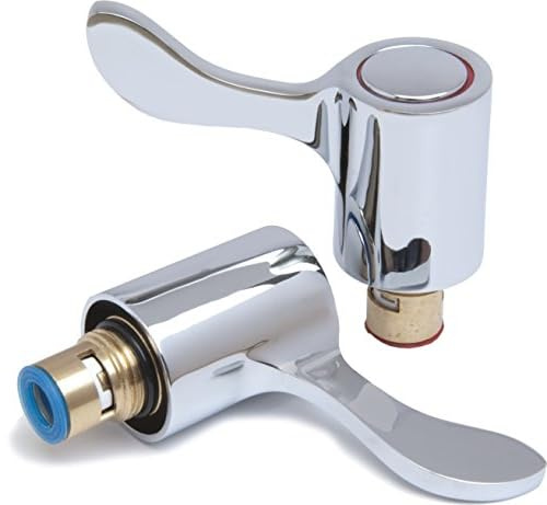 Taps2Traps Replacement Lever Basin Tap Conversion Kit Reviver 1/2 1/4 Turn Pair Chrome Hot & Cold Heads