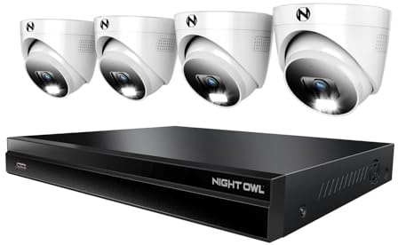Night Owl 2-Way Audio 32 Channel 12MP NVR with 4TB HDD and 4 Wired IP 4K Deterrence Dome Cameras