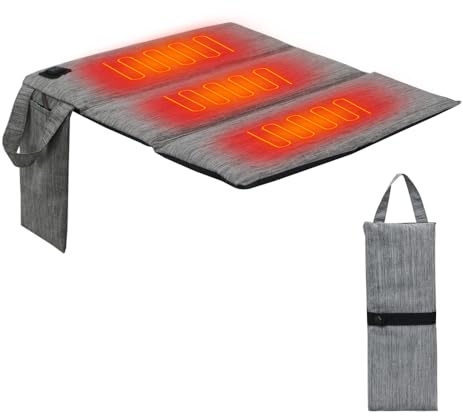 Heated Seat Cushion, 17.3×15.7Inch Adjustable Temperature Hot Seat Cushion Tri-Fold Portable Thermal Seats Cushions for Camping, Hunting, Stadiums