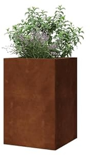 MySteel | Jardinière en Acier Corten - Carré - 40x40x60cm - Couleur Rouille - avec Fond