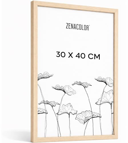 Zenacolor Bilderrahmen 30x40 cm, Holz Eiche - Schutzfolie Gegen Kratzer, Flexibel Aufhängbar Oder Freistehend