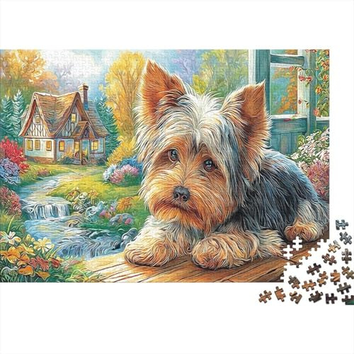 Yorkshire Terrier 1000 PC Recycled Cardboard Pieces Yorkie on Windowsill Jigsaw Puzzle Set Educational Toy for Wall Decoration & Gifts Creative Great Gift Idea for Art And Craft Enthusiasts 38x26cm/10