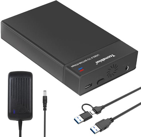 Tccmebius Boîtier de Disque 3,5 Dur Externe USB 3.0 Station d'accueil pour 2,5 3,5 Pouces SATA HDD/SSD Jusqu'à 22TB, avec Alimentation 12V/3A, Câble USB A/C, Soutien UASP Jusqu'à 6 Gbit/s (TCC-S8)