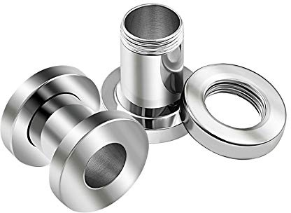 KJM FASHION 2 Stk Chirurgenstahl 6 mm 2 g Fleischtunnel Screw Tunnel Ear Plug Ohren Stecker Dehnstab Ringe Eyelet Piercing Schmuck 1859