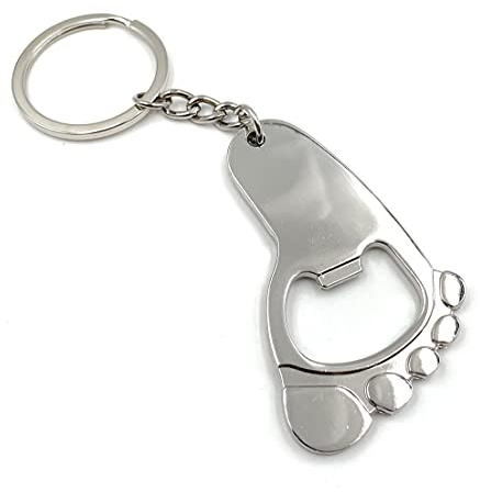 Onwomania - -Flaschenöffner Fuss Bierflaschen Schlüsselanhänger - Metall Glücksbringer ideal als Geschenk z.B. für den besten Freund, die beste Freundin, Mama - Für Männer, Frauen & Kinder