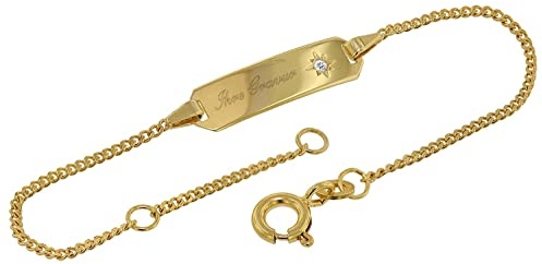 trendor Armband mit Gravur für Kinder Gold 333 (8 Karat) Länge 14/12 cm | Armkette für Kids, Armband für Mädchen und Jungen,