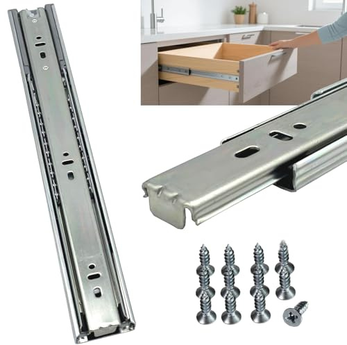BRESKO 1 Paar (2 Stk.) Schubladenschienen 30-70 cm Vollauszug mit und ohne SoftClose Kugelführung (40cm ohne SoftClose)