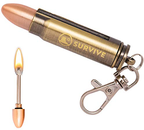 SURVIVE Permanent Match Bullet Metal Keychain Fire Starter Lighter
