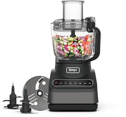 Ninja Küchenmaschine mit 4 Programmen; Hacken, Pürieren, Schneiden, Mischen & 3 manuellen Geschwindigkeiten, 2,1L Schüssel, Hack-, Schneide- & Teigmesser, 850W, spülmaschinenfest, Schwarz BN650EU
