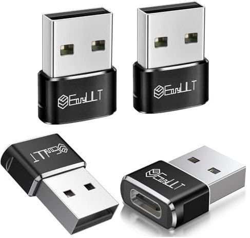 EasyULT Adattatore USB C Femmina a USB Maschio (4 Pezzi), Adattatore USB Tipo C, Ricarica Rapida e Trasferimento Dati per Phone 15 14 13, Samsung Galaxy S23 S22 y Otro Dispositivo USB C-Nero