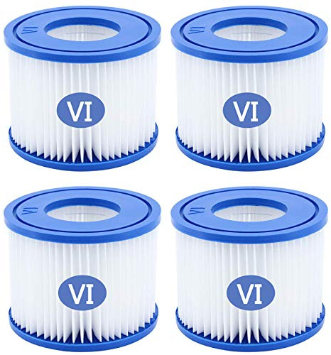 woejgo Pool Filterkartusche Typ VI, Filterkartuschen größe 6 Pool Filter für 58323, Spa Filterkartuschen, 4 Stück