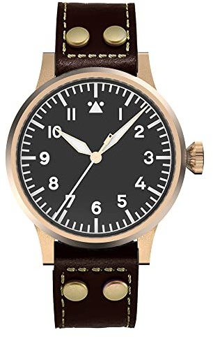 NC Hruodland Bronze Retro Herren Automatik Fliegeruhren Saphirglas 100M Wasserdicht Mechanische Flieger Armbanduhr für Herren (Color 3)