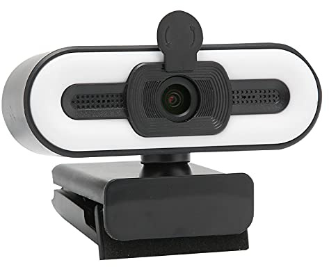 Webcam HD 1080p-Streaming Webcam avec Couvercle pour PC de Bureau/ordinateur Portable, avec Microphone, Webcam USB Plug And Play, Caméra PC à Lumière LED pour Vidéoconférence/diffusion en Direct