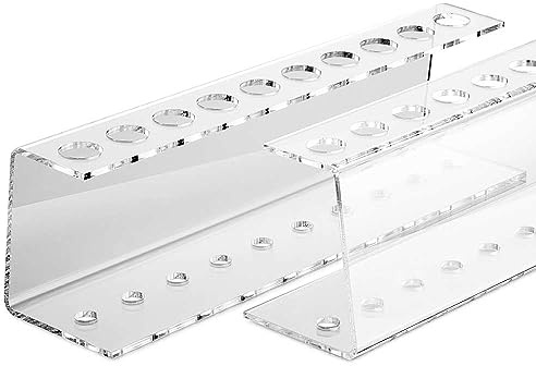 Tuuters 10-Loch Reagenzglasständer aus Acryl (Ø 18,5 mm) Reagenzglashalter | Transparentes Reagenzglasgestell für Röhrchen – der glasklare Acrylhalter für Reagenzgläser ist ideal als Labor Gefäßständer