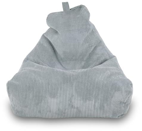 Ecopuf Keiko | Sitzsack Cord Sessel Größe S 75x75x70Cm Mit Füllung | Indoor Beanbag aus Velvet | Sitzsäcke für relaxtes Sitzen & Liegen | Sitzsack Sessel mit Griff und Kissen