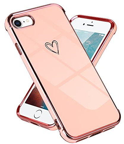 Lafunda kompatibel mit iPhone 7/iPhone 8/iPhoneSE2020/SE2022 Handyhülle Mädchen Liebesherz Silikonhülle weich TPU Hülle Ultra dünn Stoßfeste Schutzhülle Silikon case für iPhone 7/8/SE2020 Rosa