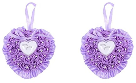 2st Ring-ring-box Kissen Für Eheringträger Korb Für Ringträger Hochzeit Herz Ringkissen Ringhalter Ringkissen Ringkissen Rote Rose Liebhaber Kopfkissen Kunststoff Violett Spitze