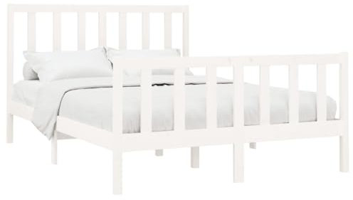 vidaXL Massivholzbett Bettgestell Lattenrost Doppelbett Bett Holzbett Bettrahmen Schlafzimmermöbel Schlafzimmerbett Weiß Kiefer 160x200cm
